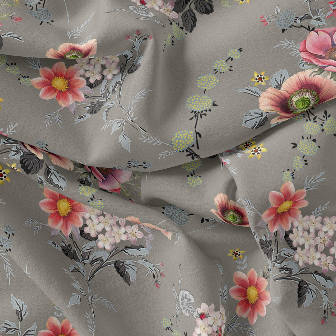 Vintage Flower Bunch Digital Printed Fabric - Weightless - FAB VOGUE Studio®