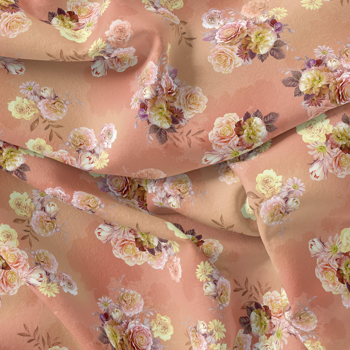 Realistic Flower Bunch Digital Printed Fabric - Weightless - FAB VOGUE Studio®