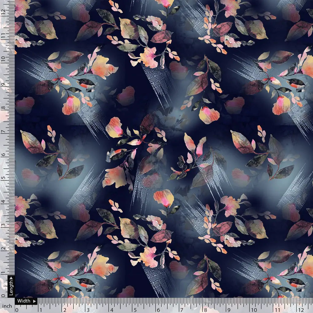 Little Leaves Petals With Blue background Digital Printed Fabric - Weightless – we 0 ta07145p6 110 little leaves petals with blue background digital printed fabric weightless 5