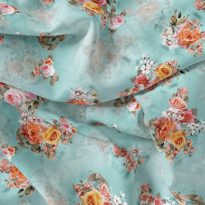Beautiful Wite Orchid Flower Digital Printed Fabric - Weightless - FAB VOGUE Studio®