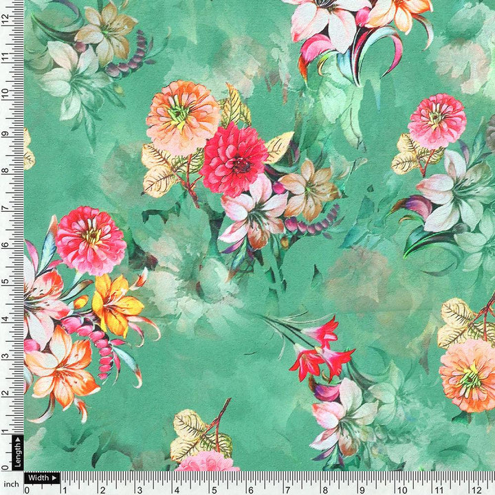 Lovely Chrysanthemum With Multi Flower Printed Fabric - Weightless - FAB VOGUE Studio®