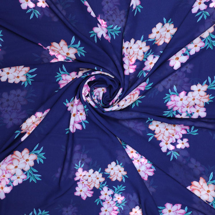 Violet Flower Bunch Digital Printed Fabric - Weightless - FAB VOGUE Studio®