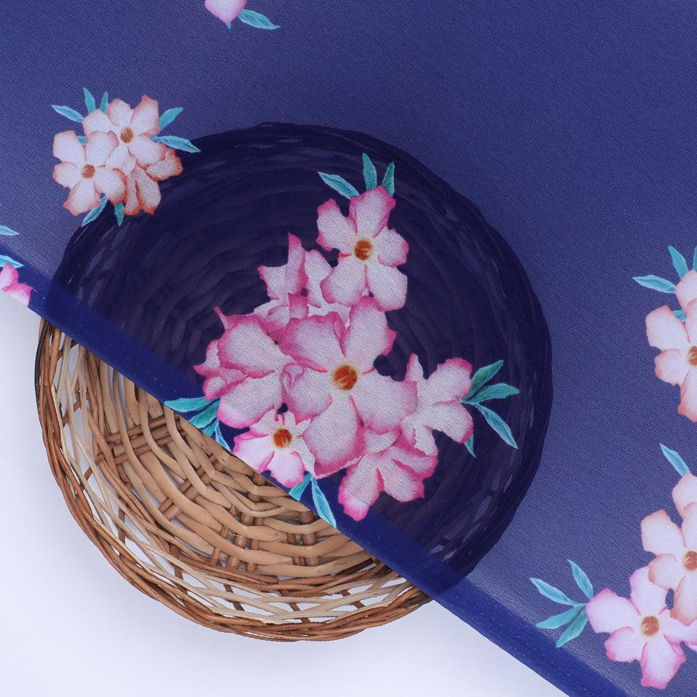 Violet Flower Bunch Digital Printed Fabric - Weightless - FAB VOGUE Studio®