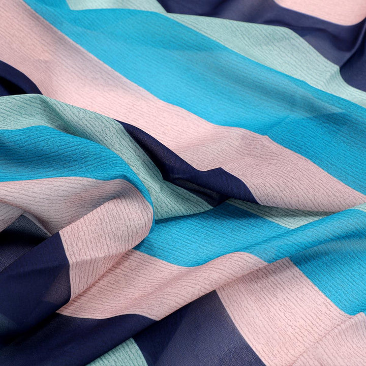 Subtle Colour Stripes Digital Printed Fabric - Weightless - FAB VOGUE Studio®