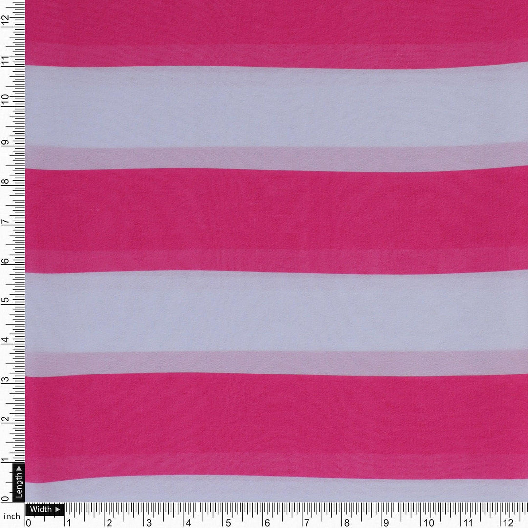 Peach And Pink Stripes Digital Printed Fabric - Weightless - FAB VOGUE Studio®