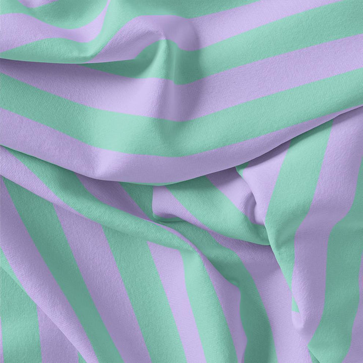 Green And Violet Stripes Digital Printed Fabric - Weightless - FAB VOGUE Studio®