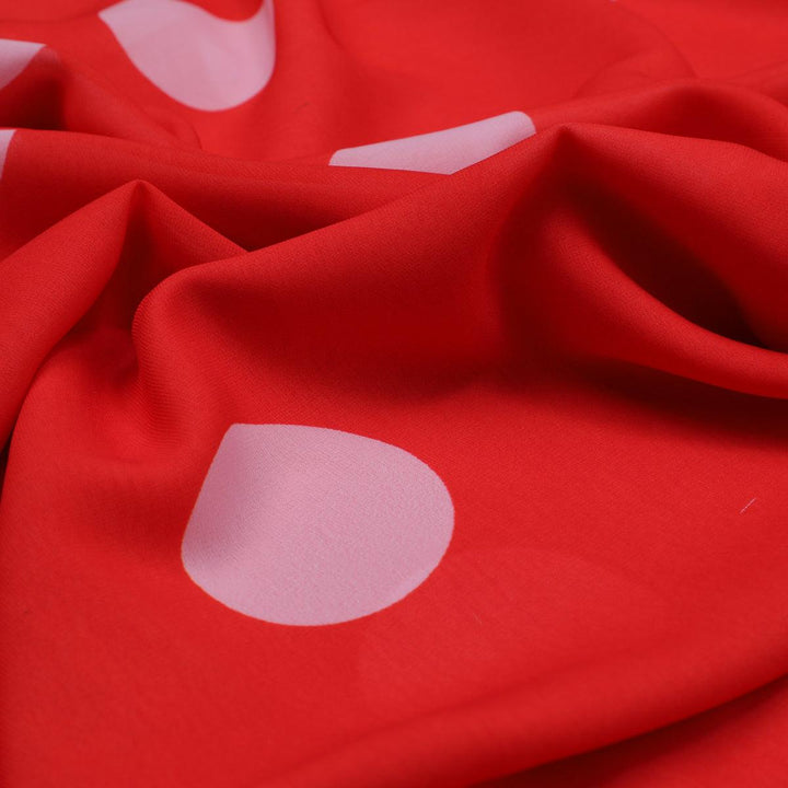 Huge Red Polka Dot Digital Printed Fabric - Weightless - FAB VOGUE Studio®
