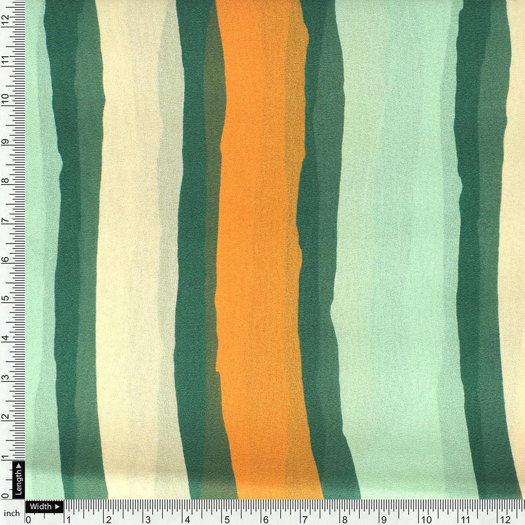 Yellow Green Stripes Digital Printed Fabric - Weightless - FAB VOGUE Studio®