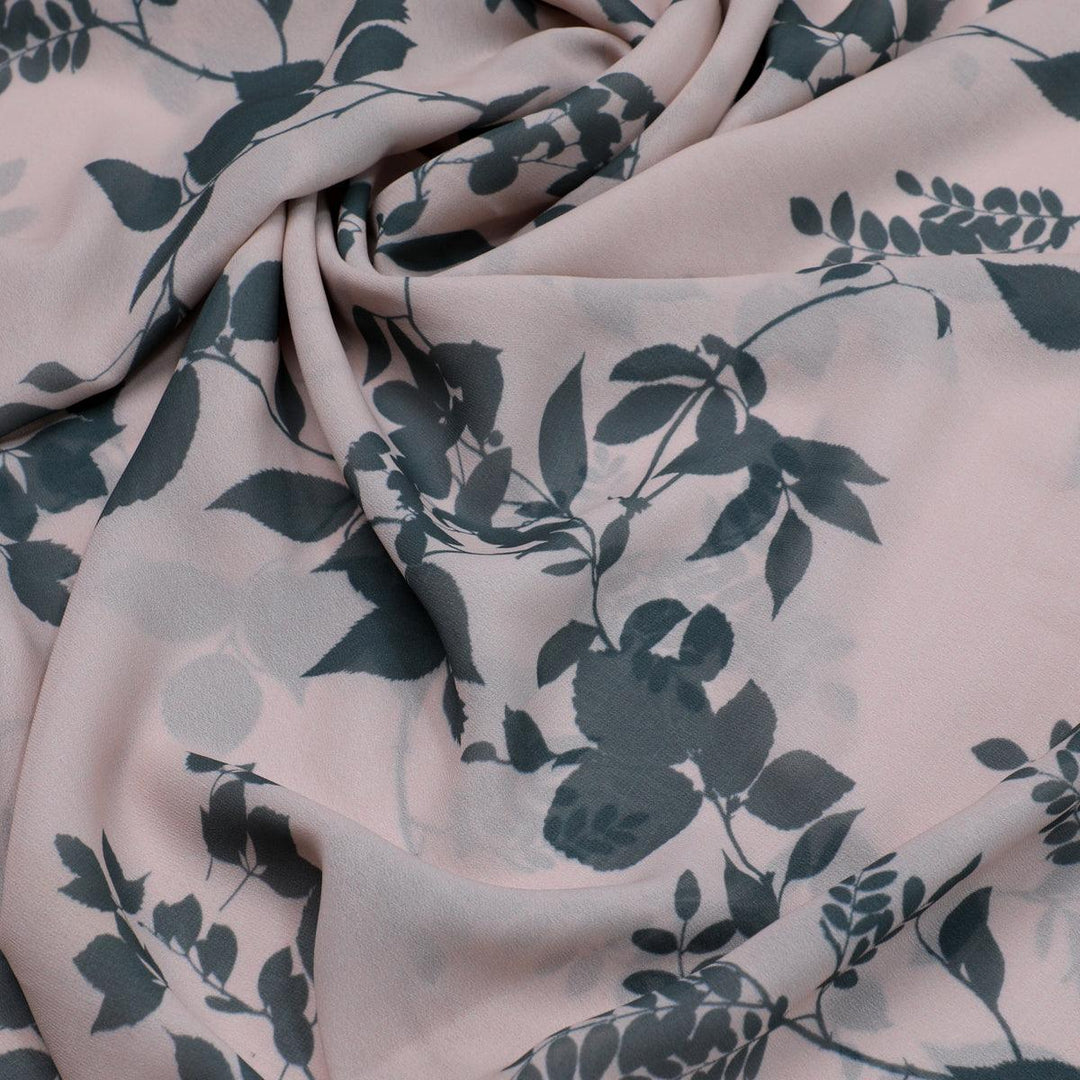 Olive Stalk And Leaves Digital Printed Fabric - Weightless - FAB VOGUE Studio®