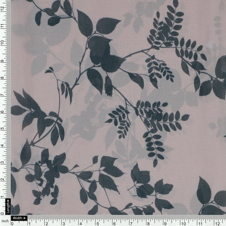 Olive Stalk And Leaves Digital Printed Fabric - Weightless - FAB VOGUE Studio®