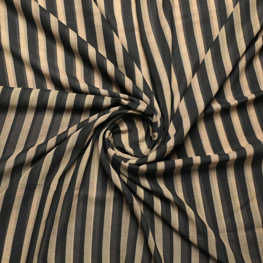 Brown Stripes Digital Printed Fabric - Weightless - FAB VOGUE Studio®