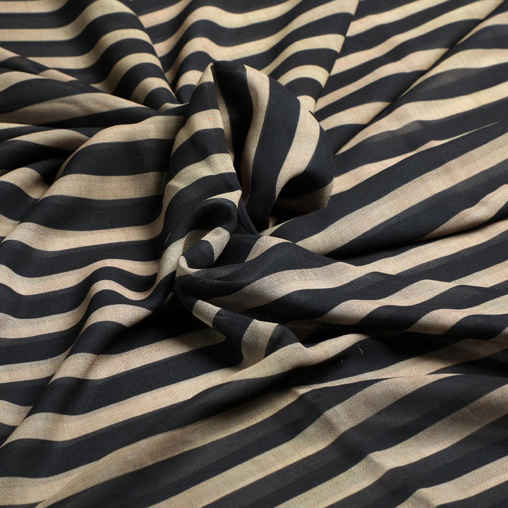 Brown Stripes Digital Printed Fabric - Weightless - FAB VOGUE Studio®