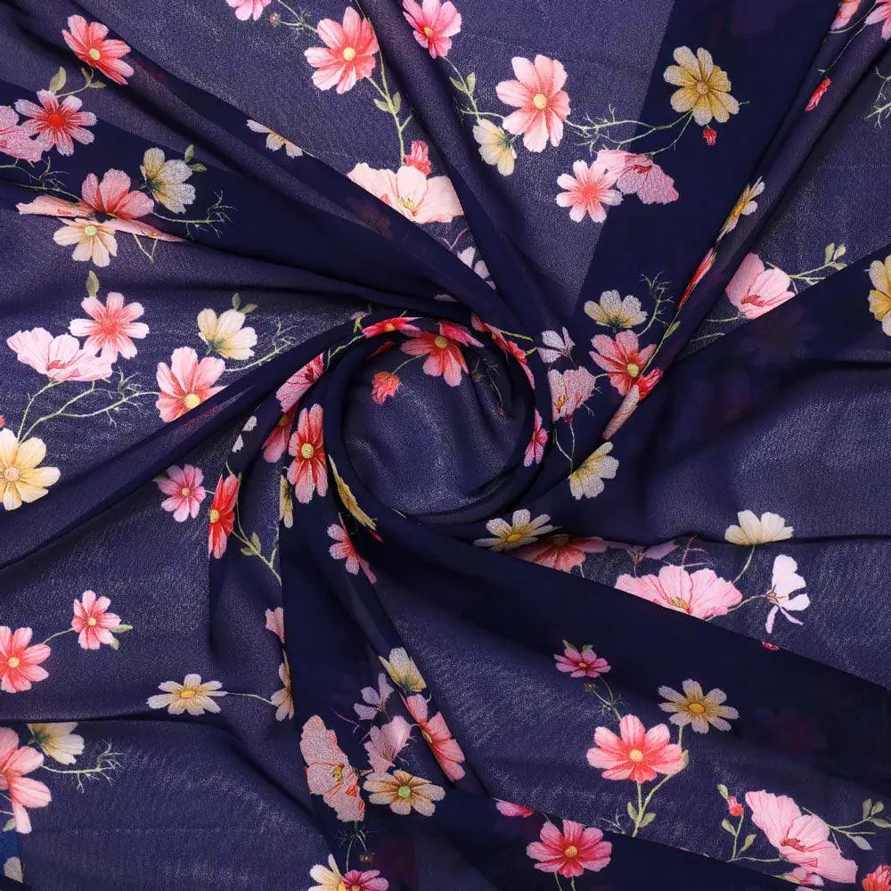 Tiny Colorfull Orchids Floral With Blue Background Digital Printed Fabric - Weightless – we 0 ta07814p1 110 tiny colorfull orchids floral with blue background digital printed fabric weightless 1