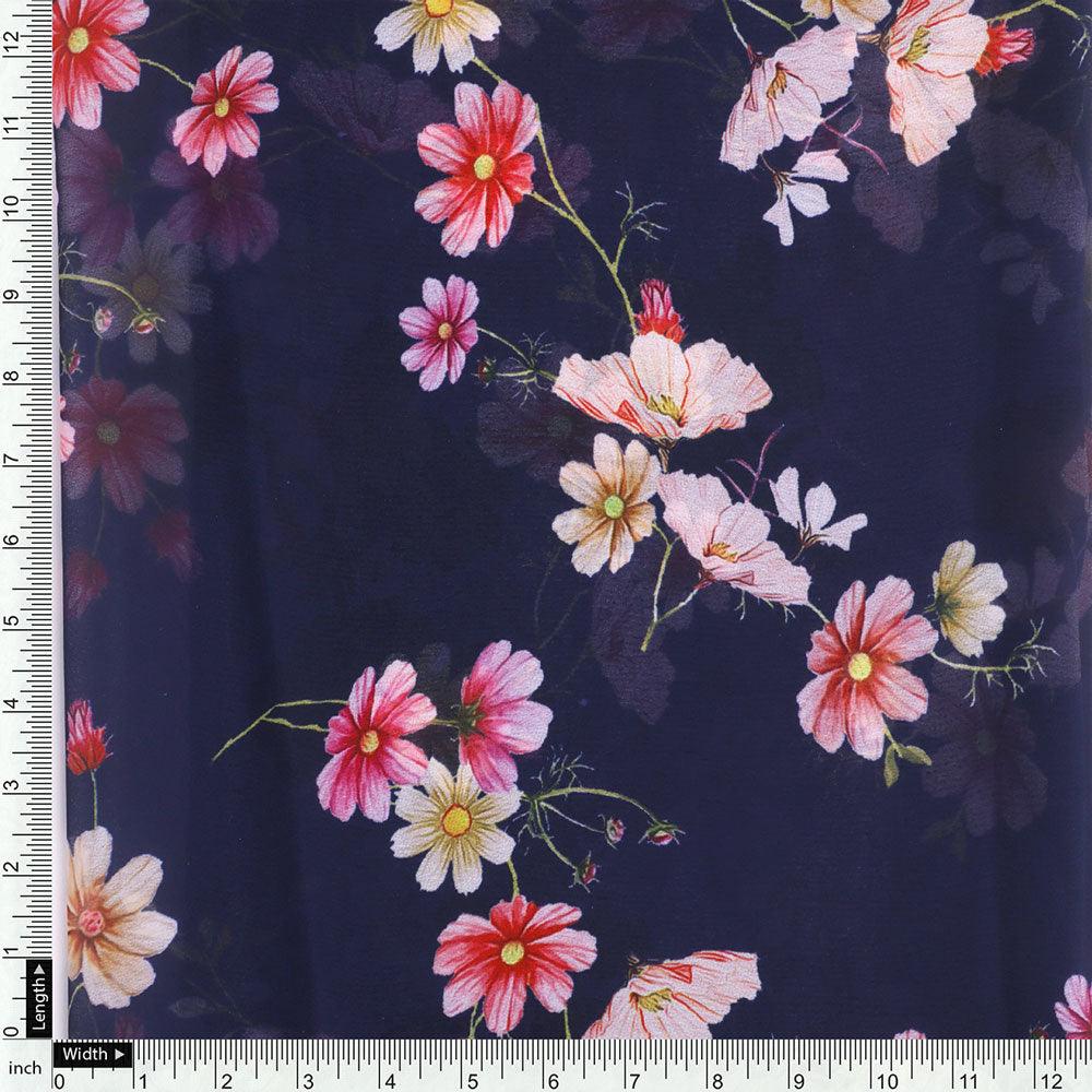 Tiny Colorfull Orchids Floral With Blue Background Digital Printed Fabric - Weightless – we 0 ta07814p1 110 tiny colorfull orchids floral with blue background digital printed fabric weightless 4