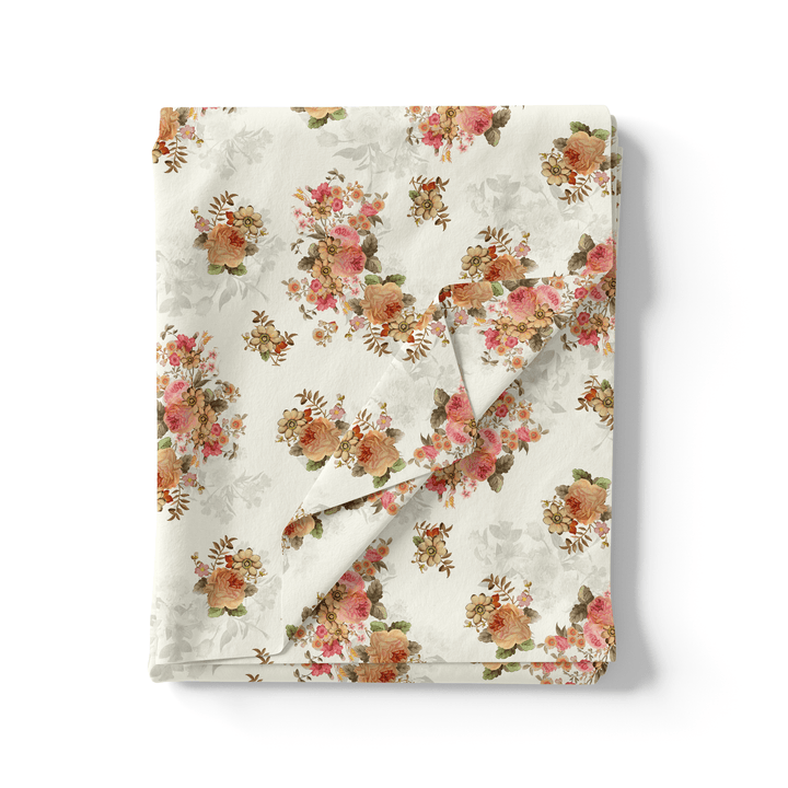 Classic Multicolor Roses With Leaves Digital Printed Fabric - Weightless - FAB VOGUE Studio®