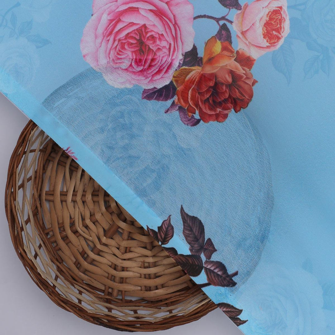 Blissful Pink Roses Digital Printed Fabric - Weightless - FAB VOGUE Studio®