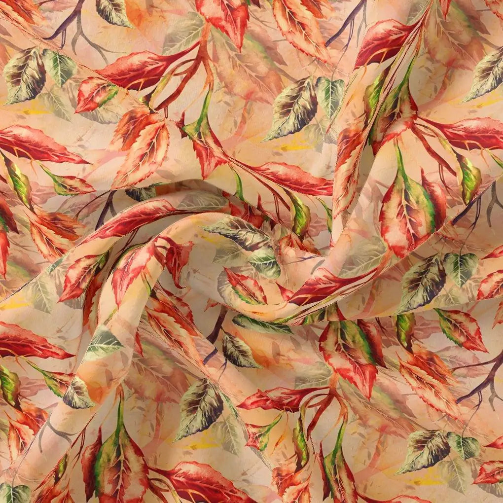 Beautiful Watercolour Gradient Autumnal Leaves Digital Printed Fabric - Weightless – we 0 ta08302p 110 beautiful watercolour gradient autumnal leaves digital printed fabric weightless 1