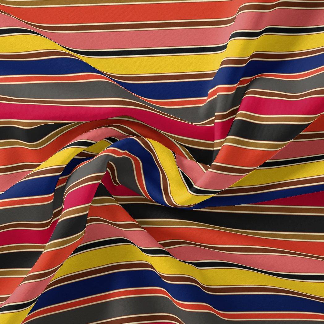 Multicolour Regimental Strips Digital Printed Fabric - Weightless - FAB VOGUE Studio®