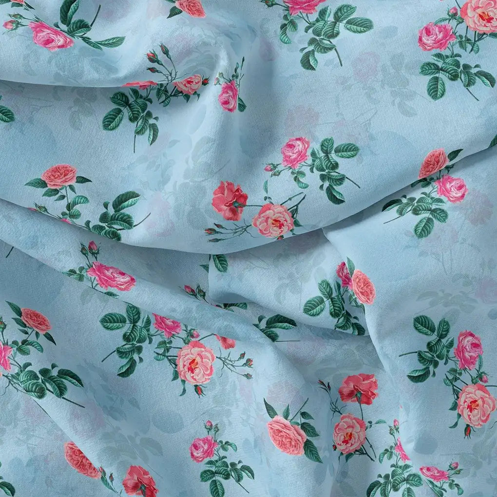 Aspen Green Leaf With Pink Rose Digital Printed Fabric - Weightless – we 0 ta08342 110 aspen green leaf with pink rose digital printed fabric weightless 1