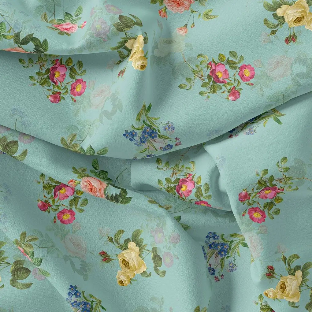 Summer Vintage Colorful Flower Digital Printed Fabric - Weightless – we 0 ta08353 110 summer vintage colorful flower digital printed fabric weightless 3