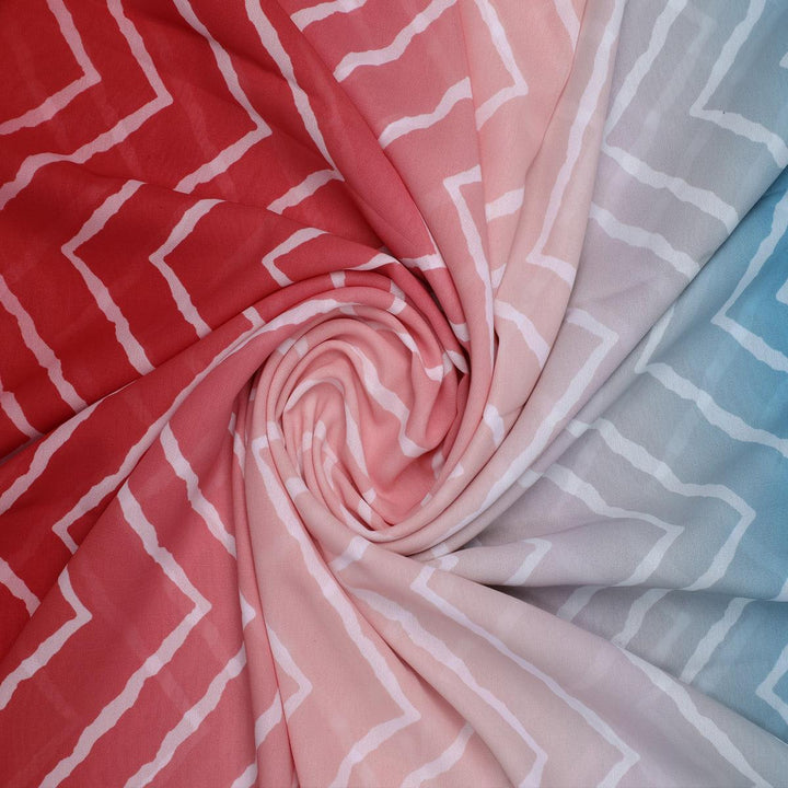 Morden Colours Of Zigzag Digital Printed Fabric - Weightless - FAB VOGUE Studio®