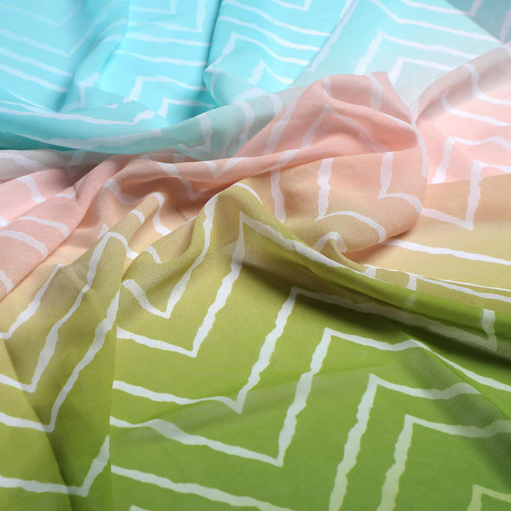 Seamless Multicolours Zigzag Digital Printed Fabric - Weightless - FAB VOGUE Studio®