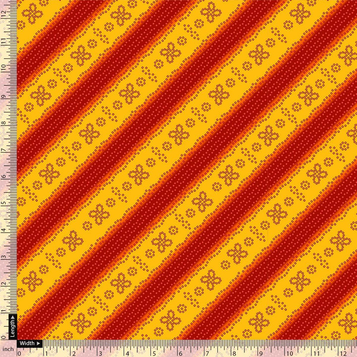 Tiny Red And Yellow Doted Flower Digital Printed Fabric - Weightless - FAB VOGUE Studio®