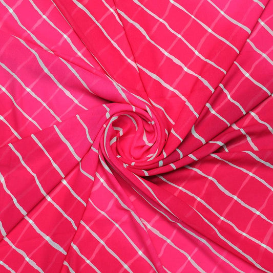 Lovely Pink Gradient Strips Wave Digital Printed Fabric - Weightless - FAB VOGUE Studio®