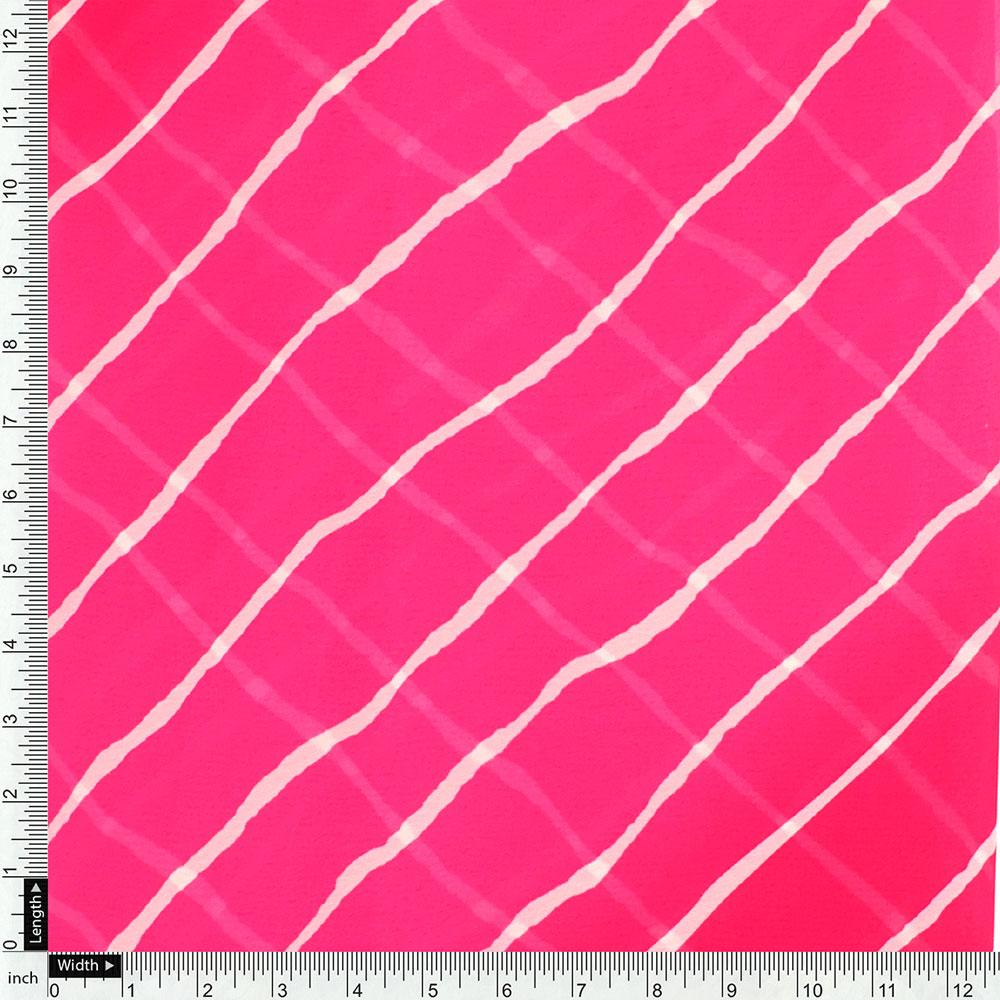 Lovely Pink Gradient Strips Wave Digital Printed Fabric - Weightless - FAB VOGUE Studio®