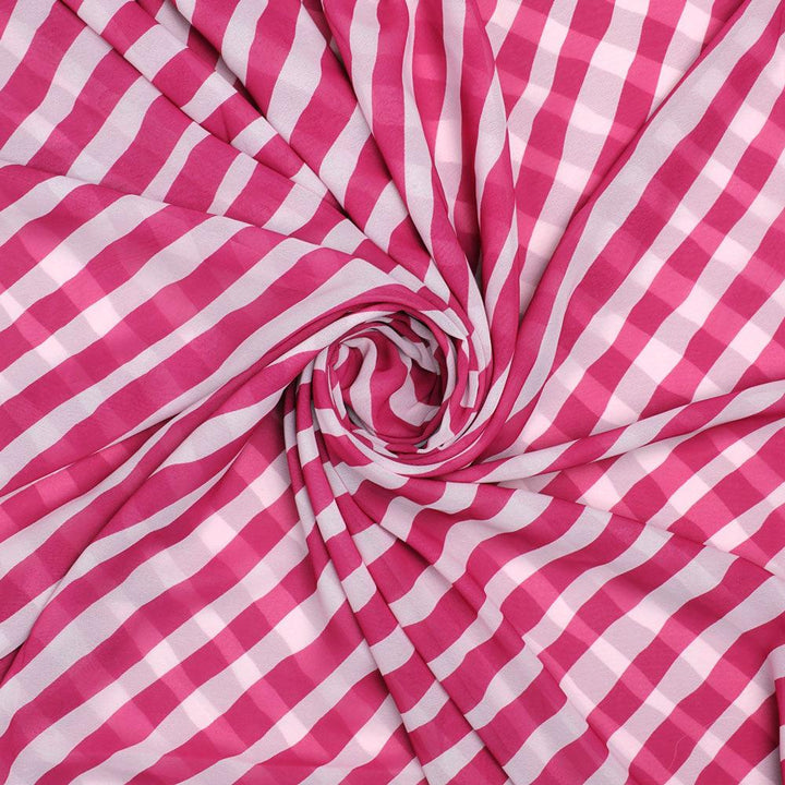 Pink Breton Stripes Pattern Digital Printed Fabric - Weightless - FAB VOGUE Studio®