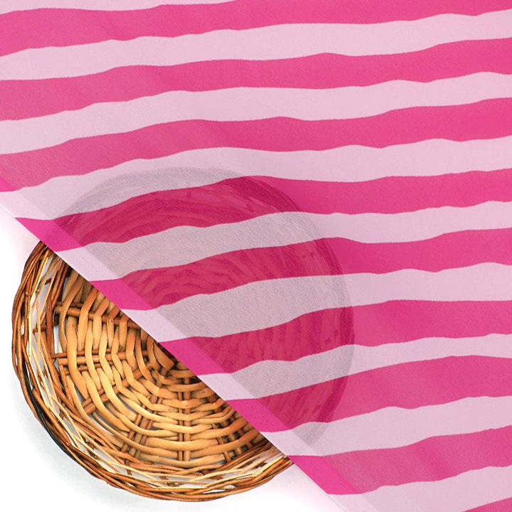 Pink Breton Stripes Pattern Digital Printed Fabric - Weightless - FAB VOGUE Studio®