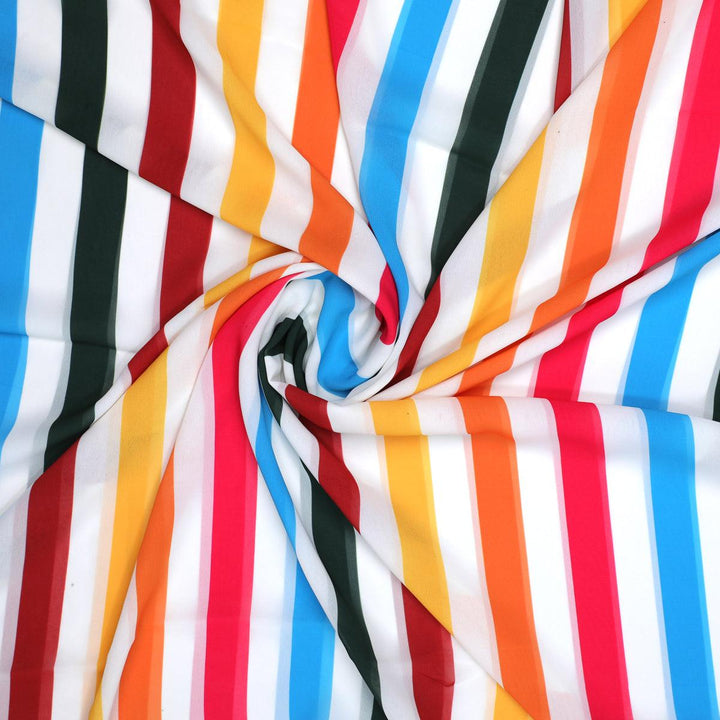 Morden Rainbow Strips Printed Fabric - Weightless - FAB VOGUE Studio®