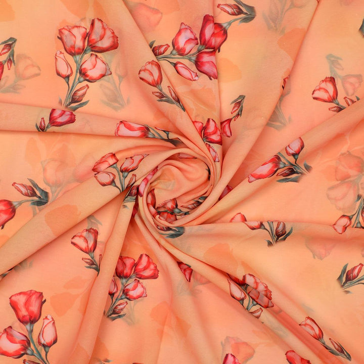Lovely Decorative Roses Digital Printed Fabric - Weightless - FAB VOGUE Studio®
