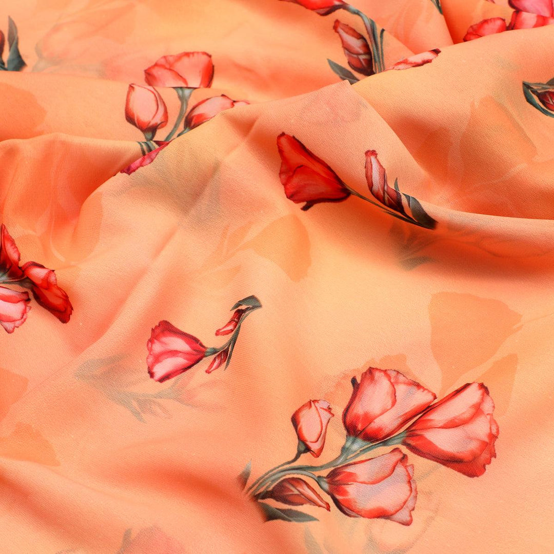 Lovely Decorative Roses Digital Printed Fabric - Weightless - FAB VOGUE Studio®
