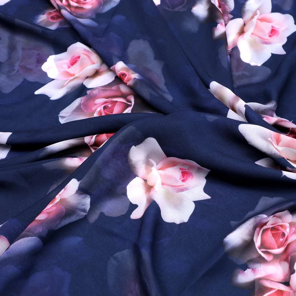 Valvet Blue Background With Creamy Roses Digital Printed Fabric - Weightless – we 0 ta08948p1 110 valvet blue background with creamy roses digital printed fabric weightless 3