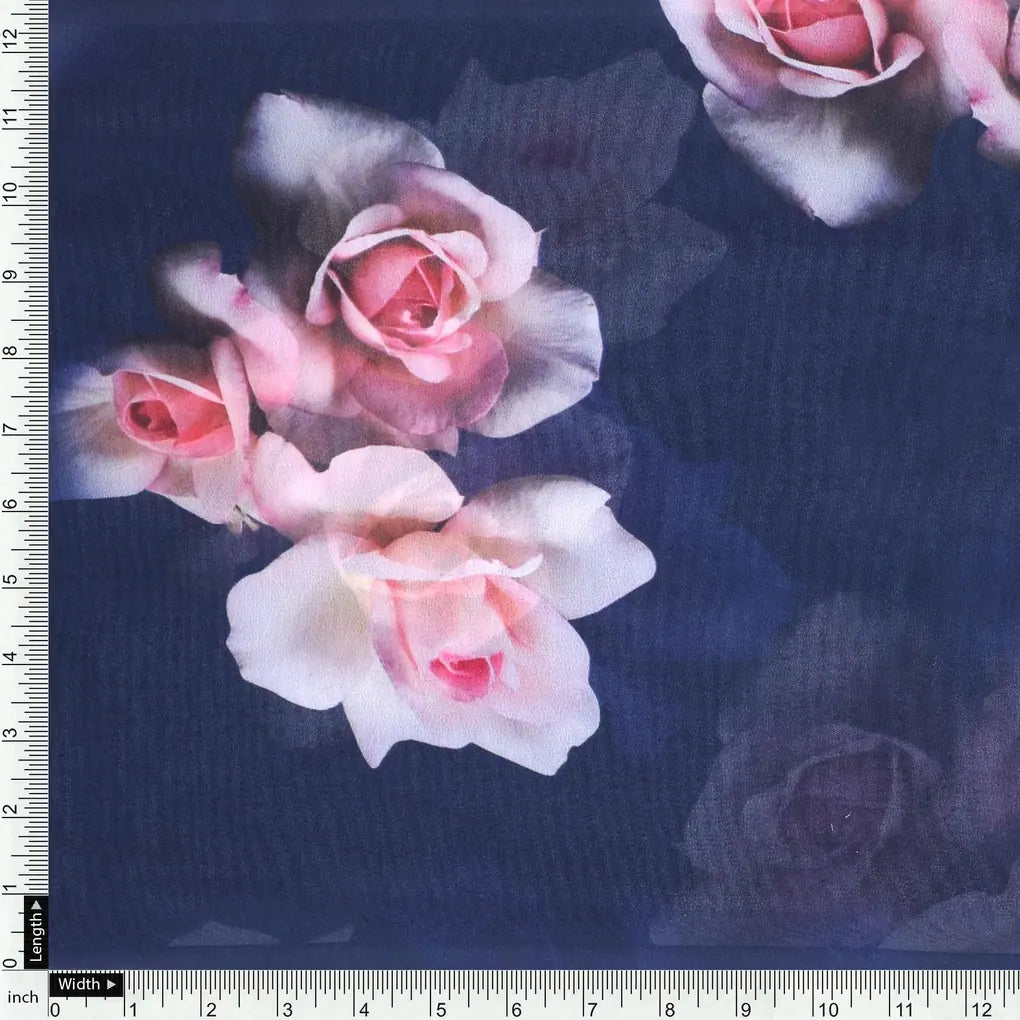 Valvet Blue Background With Creamy Roses Digital Printed Fabric - Weightless – we 0 ta08948p1 110 valvet blue background with creamy roses digital printed fabric weightless 4