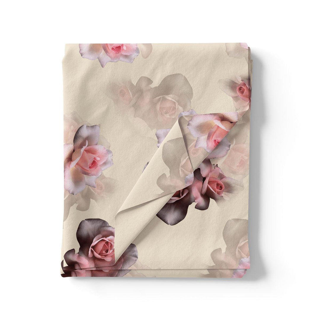 Cream Flower Weightless Printed Fabric - FAB VOGUE Studio®