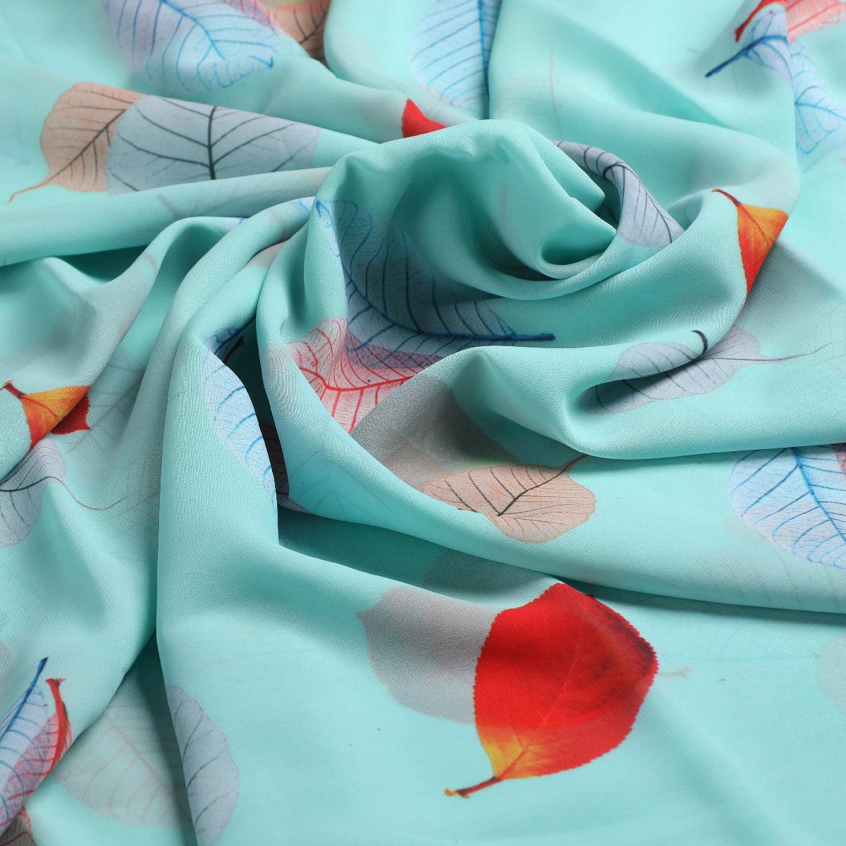 Faint Clover Leaves Weightless Printed Fabric - FAB VOGUE Studio®
