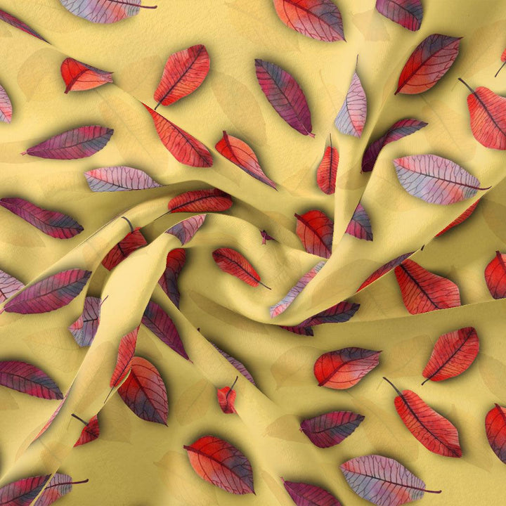 Lemon Drizzle Leaves Weightless Printed Fabric - FAB VOGUE Studio®