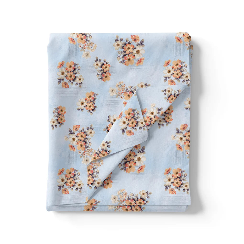 Tiny White And Orange Jasmin Flower Digital Printed Fabric - Weightless – we 0 ta09180pc 110 tiny white and orange jasmin flower digital printed fabric weightless 3