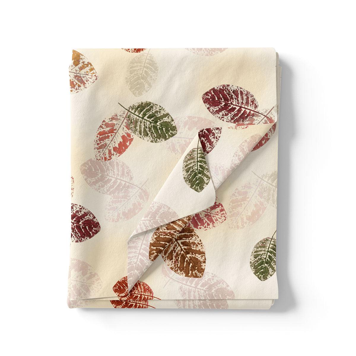 Cream Leaves Weightless Printed Fabric - FAB VOGUE Studio®
