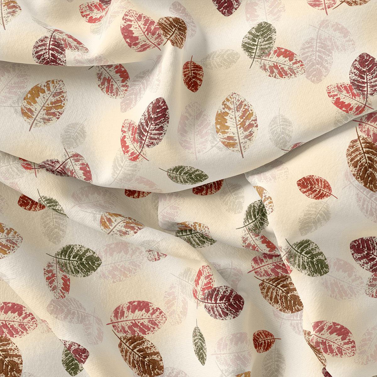 Cream Leaves Weightless Printed Fabric - FAB VOGUE Studio®