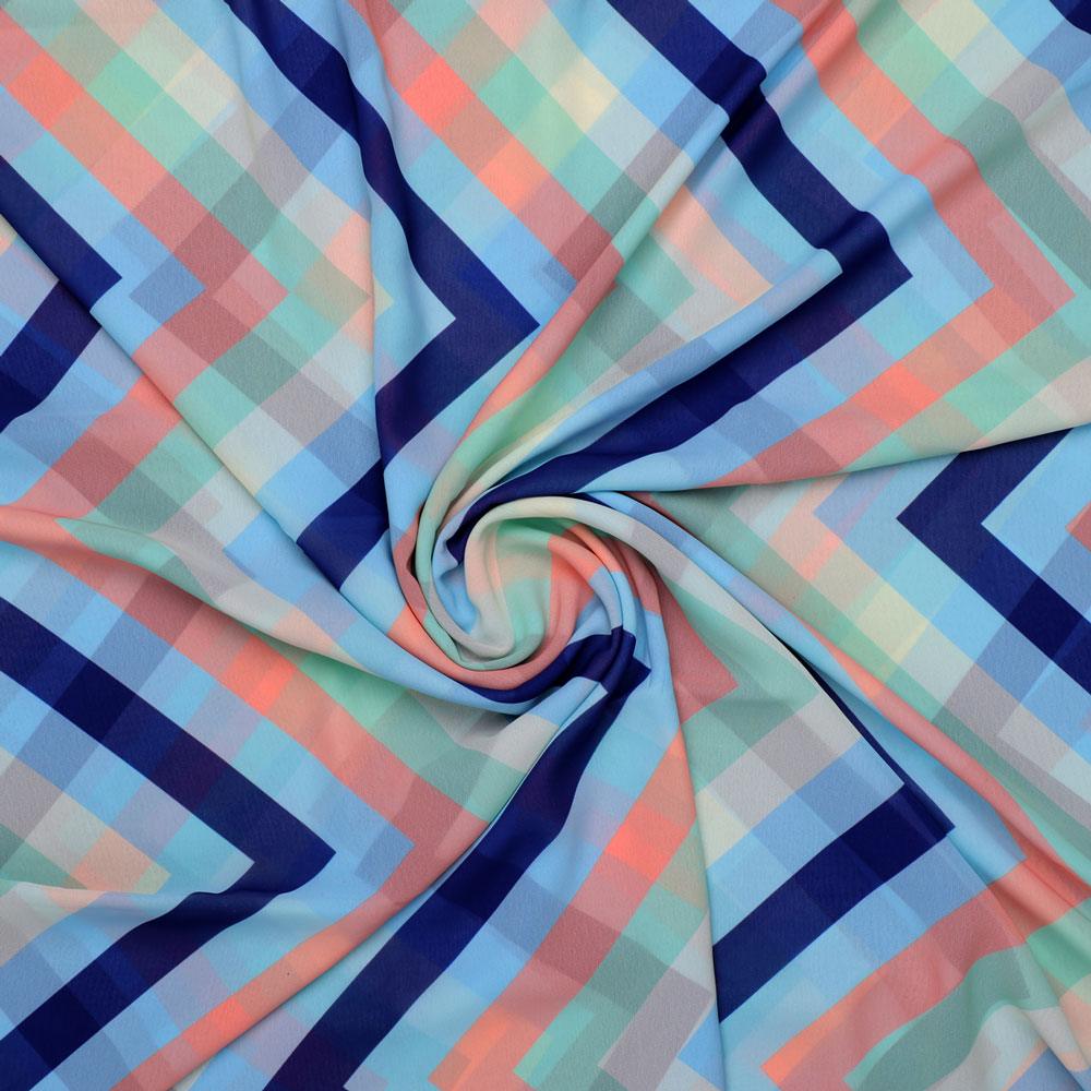 Decorative Zigzag Strips Digital Printed Fabric - Weightless - FAB VOGUE Studio®