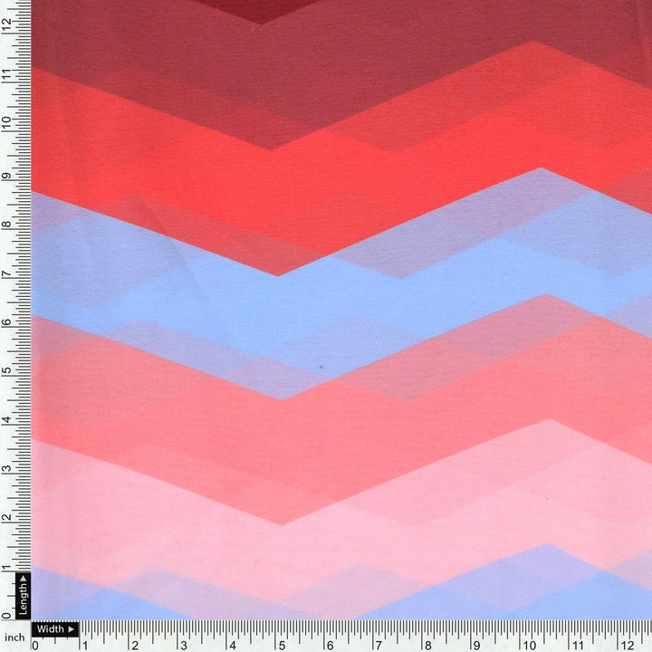 Shiny Seamless Zigzag Multicolour Digital Printed Fabric - Weightless - FAB VOGUE Studio®