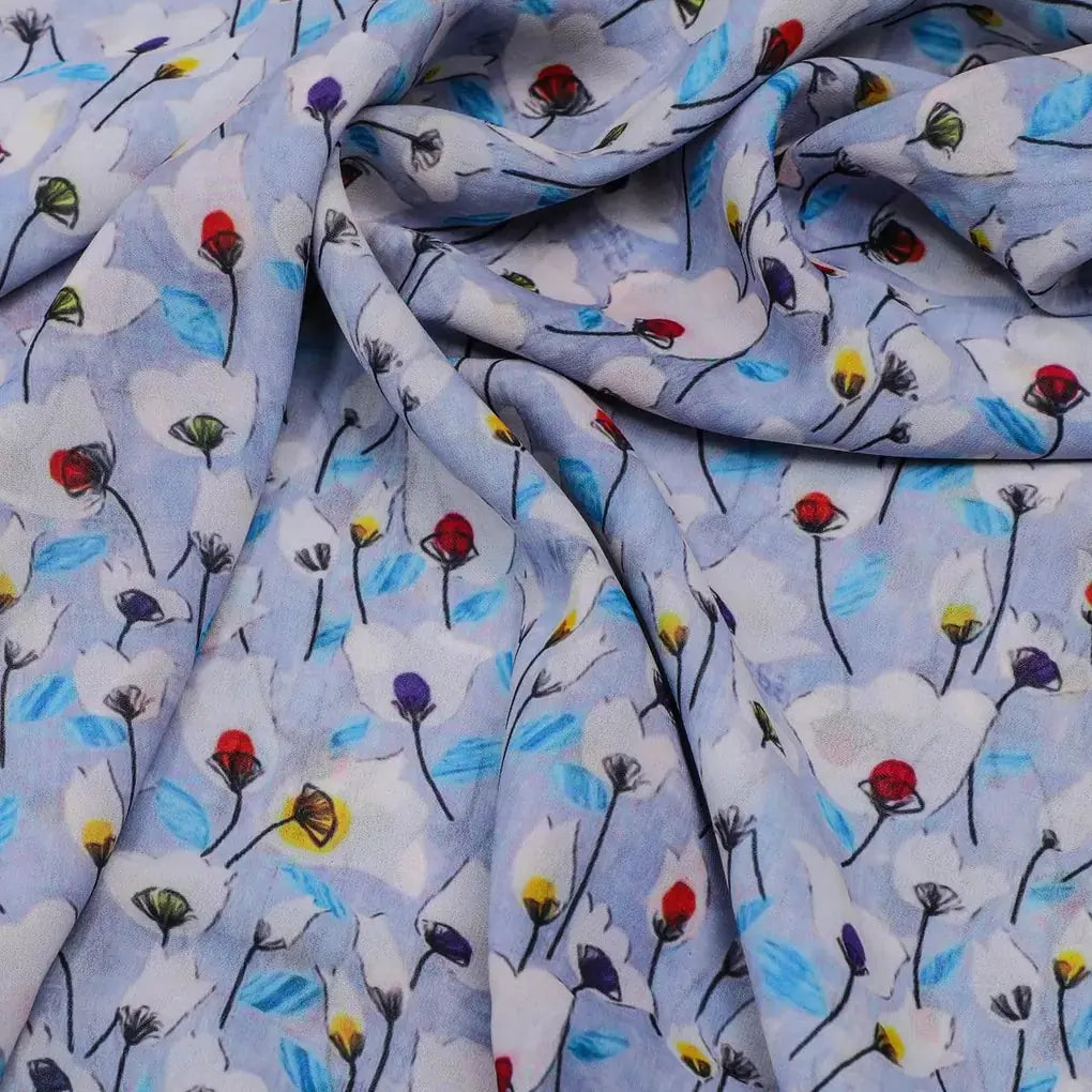 Winter White Flower Print Digital Printed Fabric  - Weightless – we 0 ta0953 110 winter white flower print digital printed fabric weightless 1