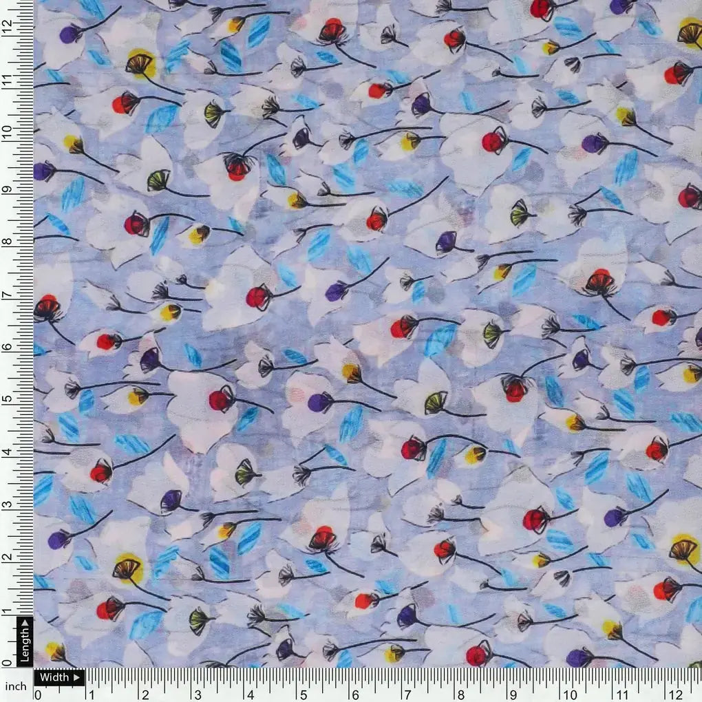 Winter White Flower Print Digital Printed Fabric  - Weightless – we 0 ta0953 110 winter white flower print digital printed fabric weightless 4