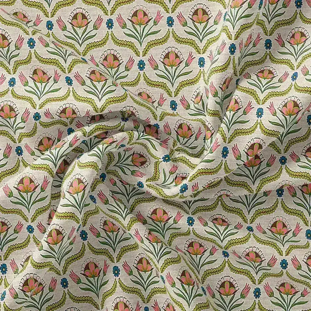 Green Leaves With Flower Digital Printed Fabric – we 0 ta0957 110 green leaves with flower digital printed fabric 1