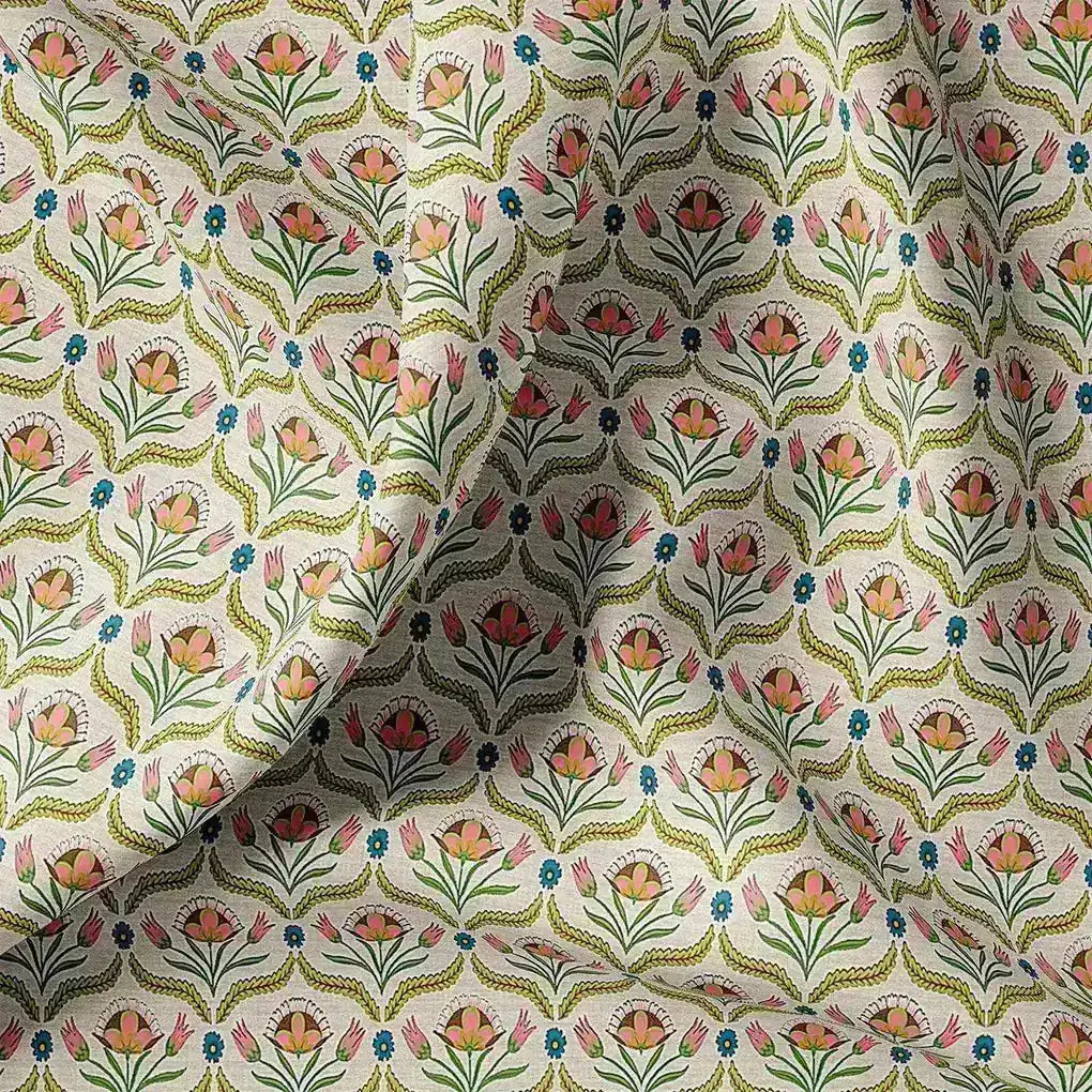Green Leaves With Flower Digital Printed Fabric – we 0 ta0957 110 green leaves with flower digital printed fabric 2