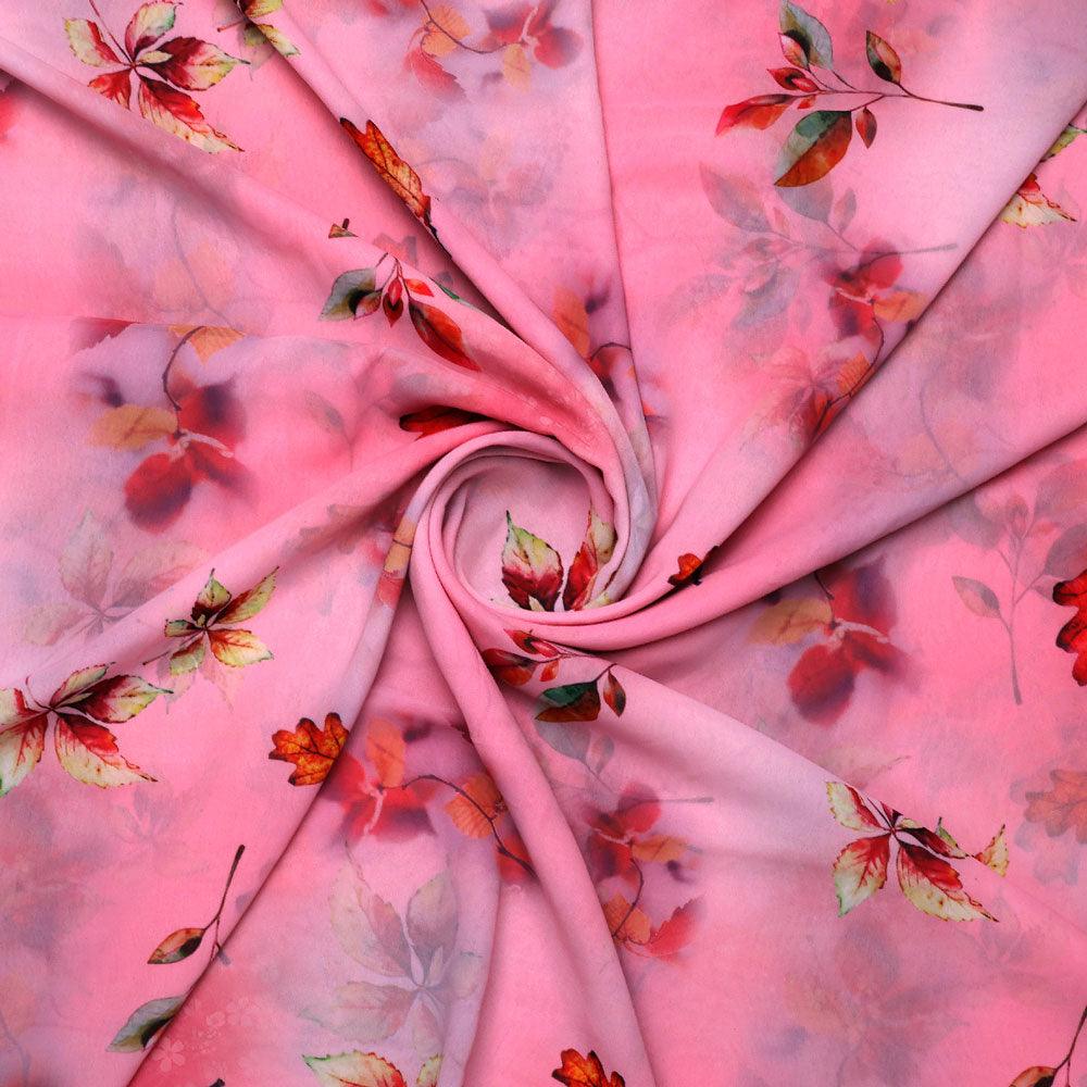Attractive Multicolour Leaves With Pink Background Digital Printed Fabric - Weightless – we 0 ta09571p3 110 attractive multicolour leaves with pink background digital printed fabric weightless 1
