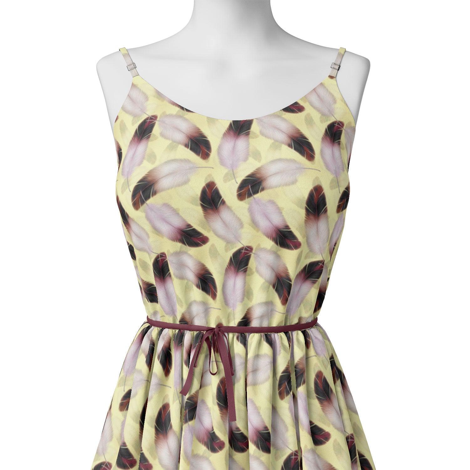 Brown Feather With pastel Yellow Background Digital Printed Fabric - Weightless – we 0 ta09590a 110 brown feather with pastel yellow background digital printed fabric weightless 2